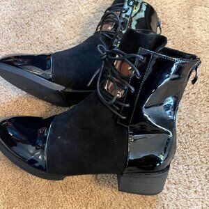 Black Patent Leather Retro Boots 41 US 10.5